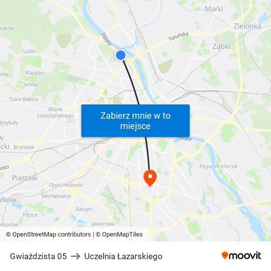 Gwiaździsta 05 to Uczelnia Łazarskiego map