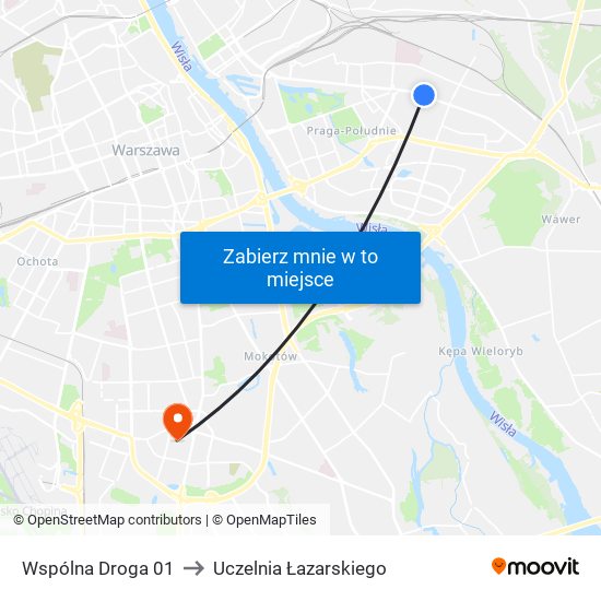 Wspólna Droga 01 to Uczelnia Łazarskiego map