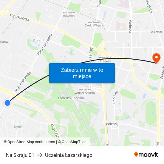 Na Skraju 01 to Uczelnia Łazarskiego map