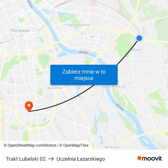 Trakt Lubelski 02 to Uczelnia Łazarskiego map