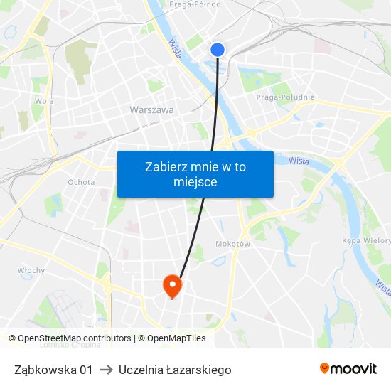 Ząbkowska 01 to Uczelnia Łazarskiego map