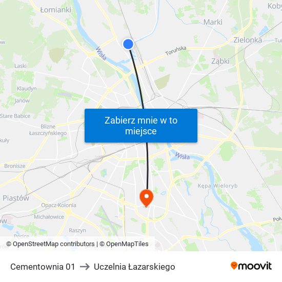 Cementownia to Uczelnia Łazarskiego map