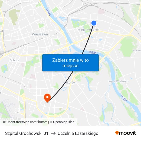 Szpital Grochowski 01 to Uczelnia Łazarskiego map