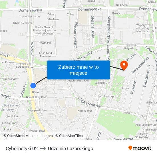 Cybernetyki to Uczelnia Łazarskiego map