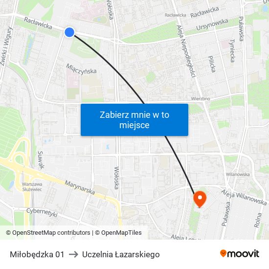 Miłobędzka 01 to Uczelnia Łazarskiego map