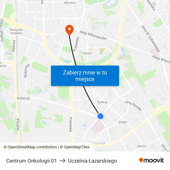 Centrum Onkologii 01 to Uczelnia Łazarskiego map