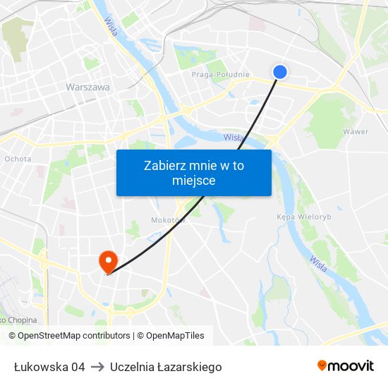 Łukowska to Uczelnia Łazarskiego map