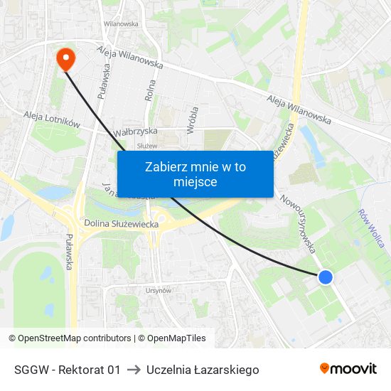 SGGW - Rektorat 01 to Uczelnia Łazarskiego map