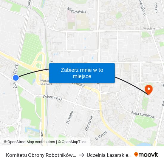 Komitetu Obrony Robotników 02 to Uczelnia Łazarskiego map