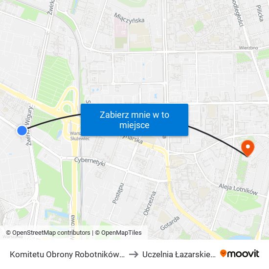 Komitetu Obrony Robotników 04 to Uczelnia Łazarskiego map