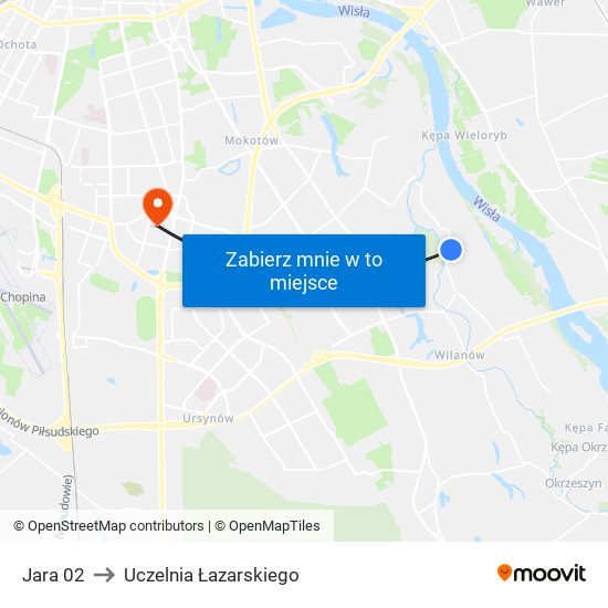 Jara to Uczelnia Łazarskiego map