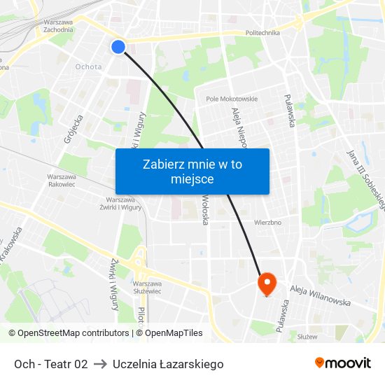 Och - Teatr 02 to Uczelnia Łazarskiego map