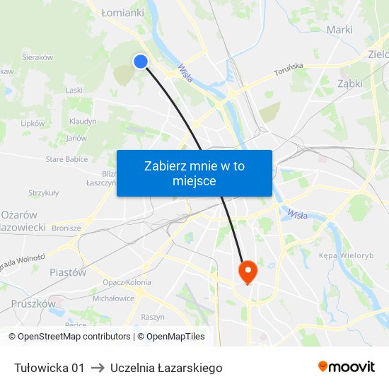 Tułowicka 01 to Uczelnia Łazarskiego map