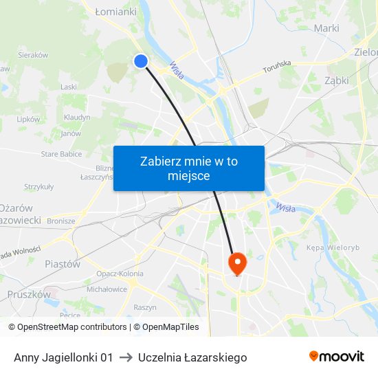 Anny Jagiellonki 01 to Uczelnia Łazarskiego map