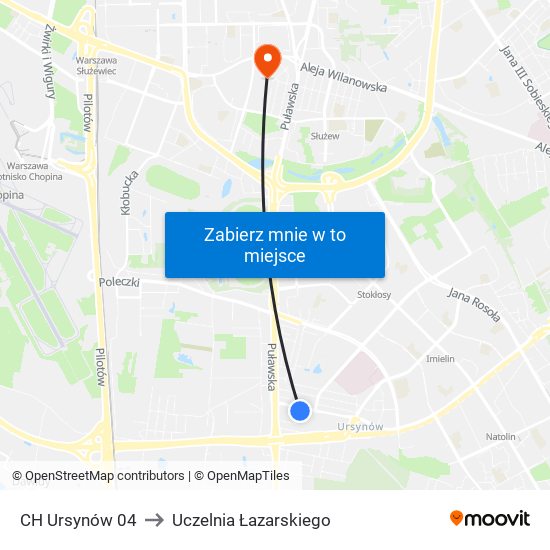 CH Ursynów 04 to Uczelnia Łazarskiego map