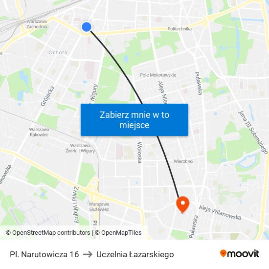 Pl. Narutowicza 16 to Uczelnia Łazarskiego map