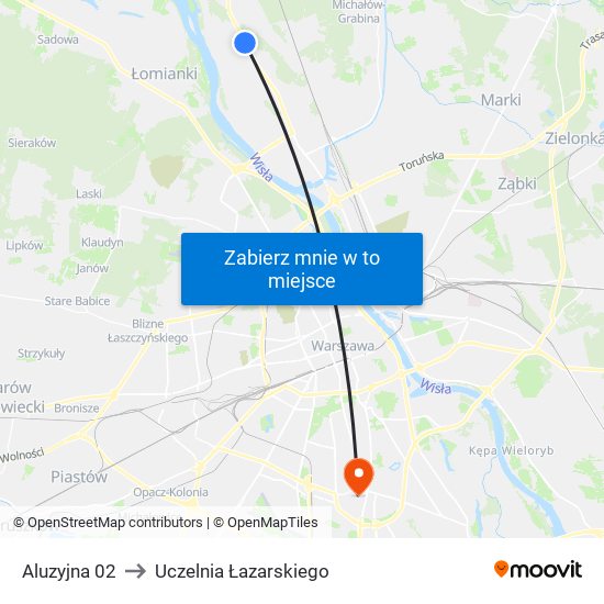 Aluzyjna to Uczelnia Łazarskiego map