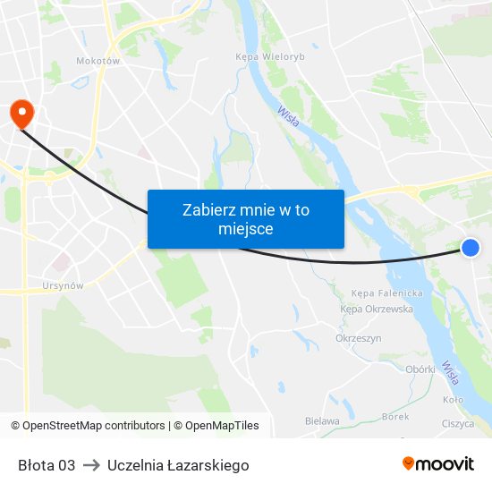 Błota 03 to Uczelnia Łazarskiego map