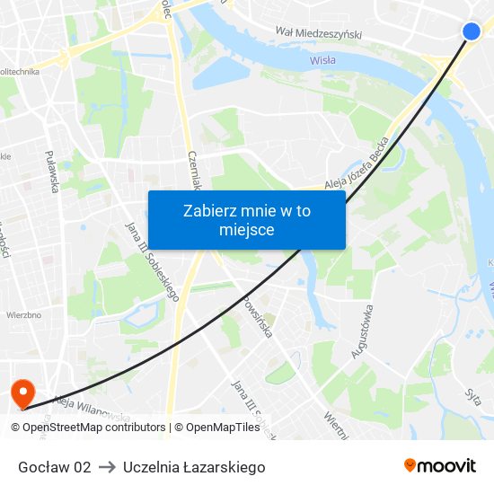 Gocław 02 to Uczelnia Łazarskiego map