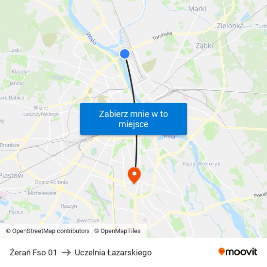 Żerań Fso 01 to Uczelnia Łazarskiego map