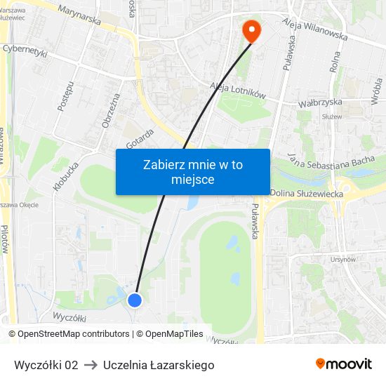 Wyczółki to Uczelnia Łazarskiego map