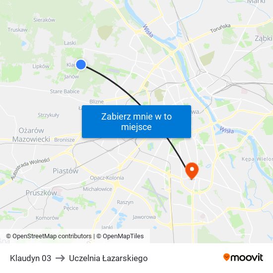 Klaudyn to Uczelnia Łazarskiego map