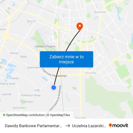 Dawidy Bankowe Parlamentarna to Uczelnia Łazarskiego map