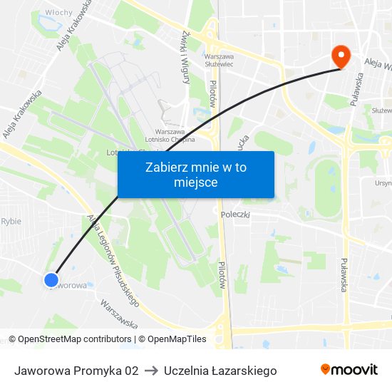 Jaworowa Promyka to Uczelnia Łazarskiego map