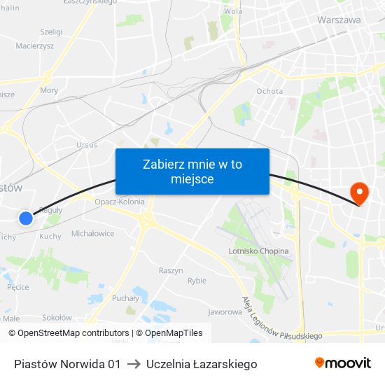 Piastów Norwida to Uczelnia Łazarskiego map