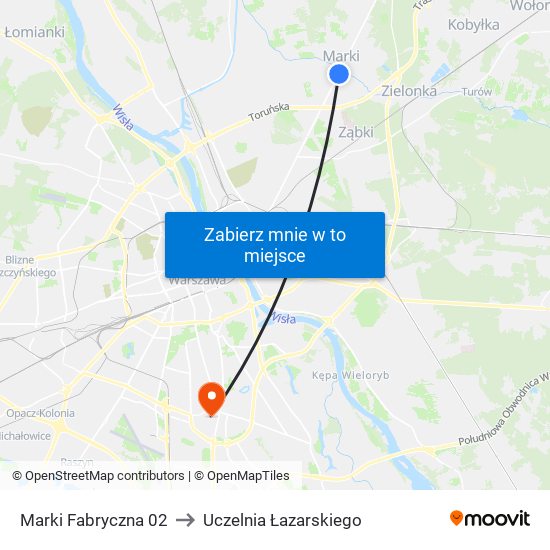 Marki Fabryczna to Uczelnia Łazarskiego map