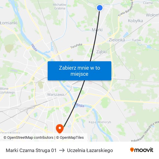 Marki Czarna Struga to Uczelnia Łazarskiego map