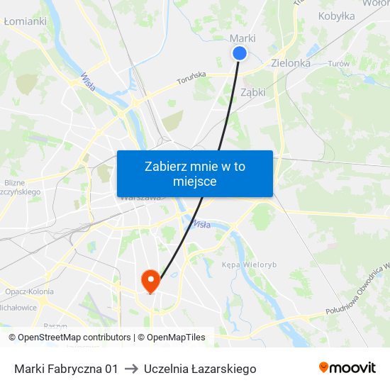 Marki Fabryczna 01 to Uczelnia Łazarskiego map