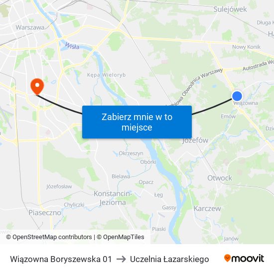 Wiązowna Boryszewska to Uczelnia Łazarskiego map