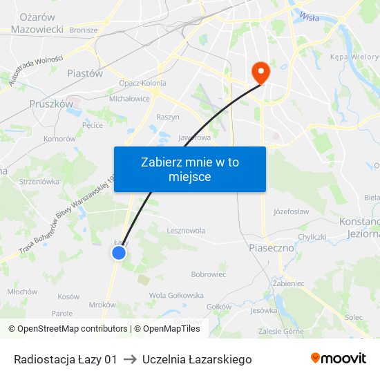 Radiostacja Łazy 01 to Uczelnia Łazarskiego map