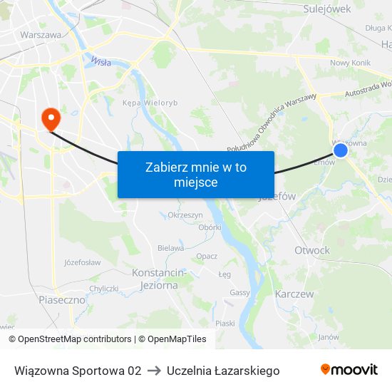 Wiązowna Sportowa 02 to Uczelnia Łazarskiego map