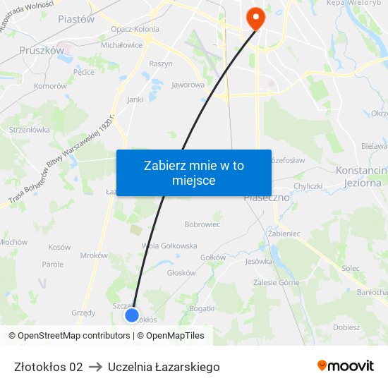 Złotokłos 02 to Uczelnia Łazarskiego map