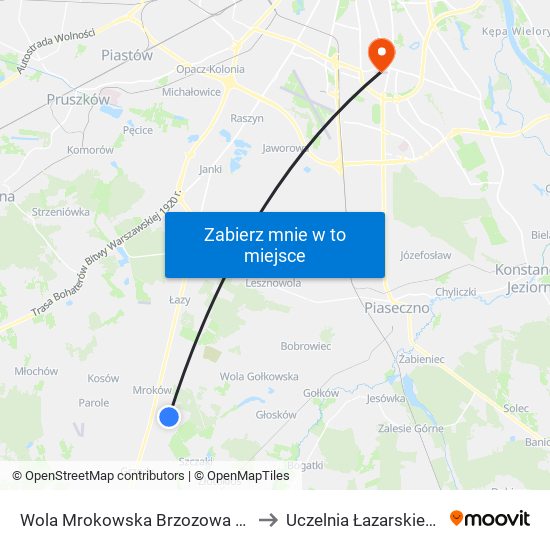 Warszawianka Brzozowa to Uczelnia Łazarskiego map