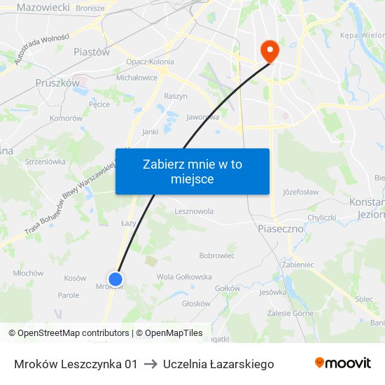 Mroków Leszczynka 01 to Uczelnia Łazarskiego map