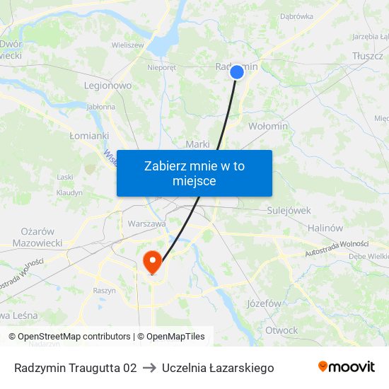 Radzymin Traugutta 02 to Uczelnia Łazarskiego map