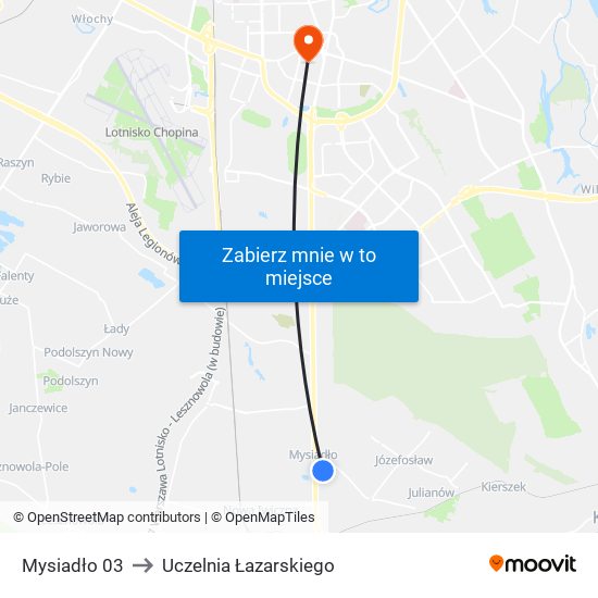 Mysiadło to Uczelnia Łazarskiego map