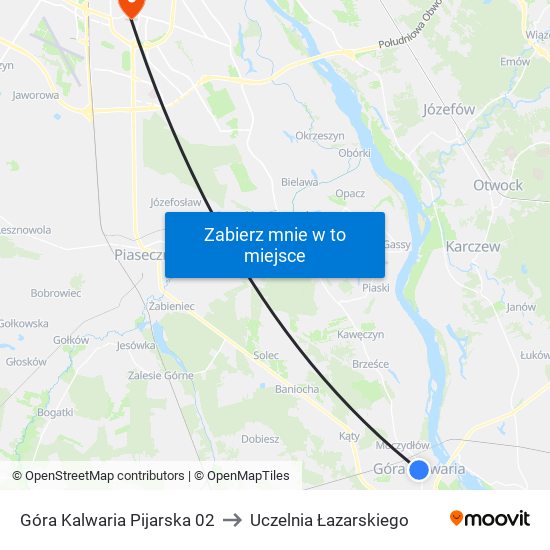 Góra Kalwaria Pijarska 02 to Uczelnia Łazarskiego map