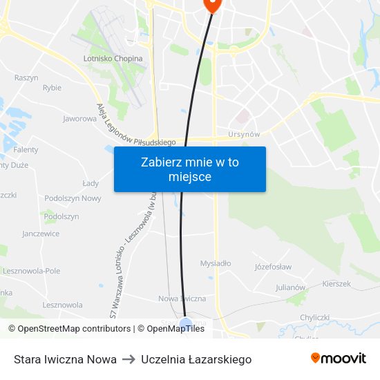 Stara Iwiczna Nowa to Uczelnia Łazarskiego map