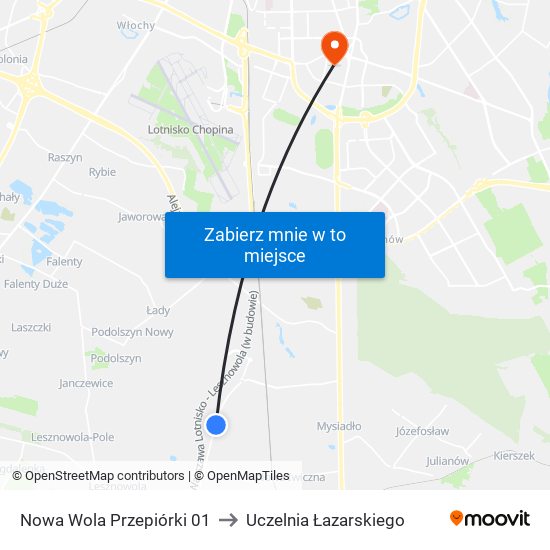 Nowa Wola Przepiórki 01 to Uczelnia Łazarskiego map