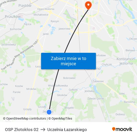 OSP Złotokłos 02 to Uczelnia Łazarskiego map