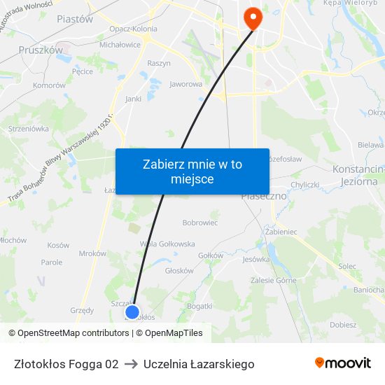 Złotokłos Fogga 02 to Uczelnia Łazarskiego map