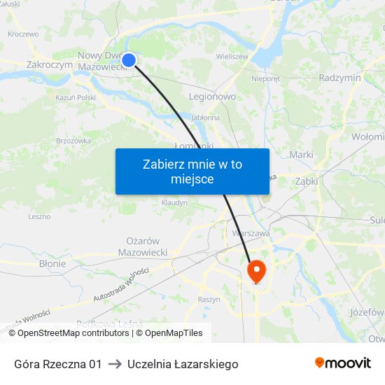 Góra Rzeczna 01 to Uczelnia Łazarskiego map