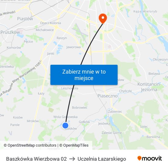 Baszkówka Wierzbowa to Uczelnia Łazarskiego map