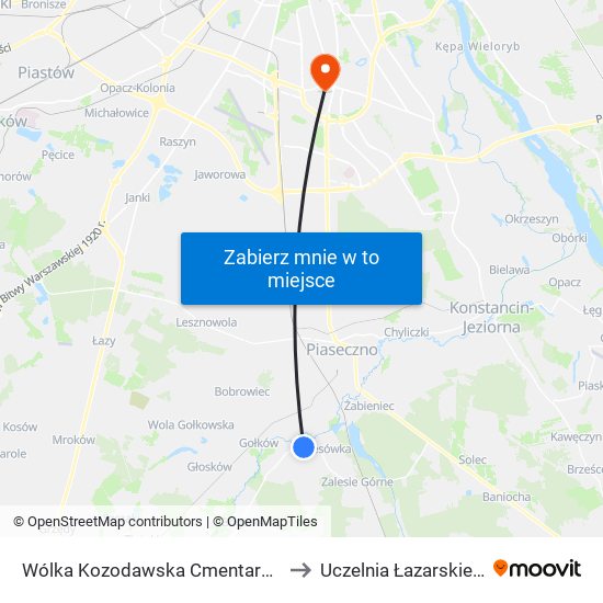 Wólka Kozodawska Cmentarz 02 to Uczelnia Łazarskiego map