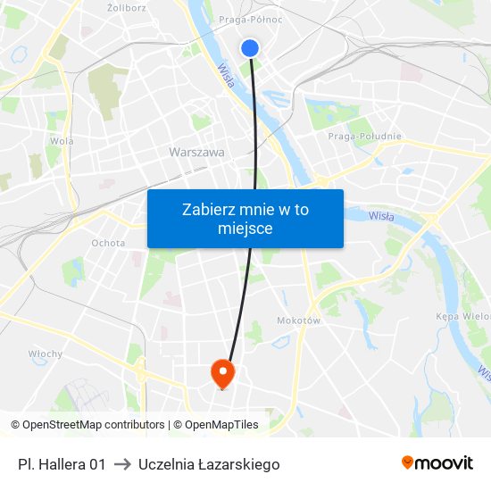 Pl. Hallera 01 to Uczelnia Łazarskiego map