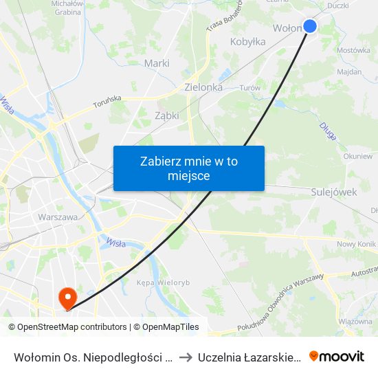 Wołomin Os. Niepodległości to Uczelnia Łazarskiego map